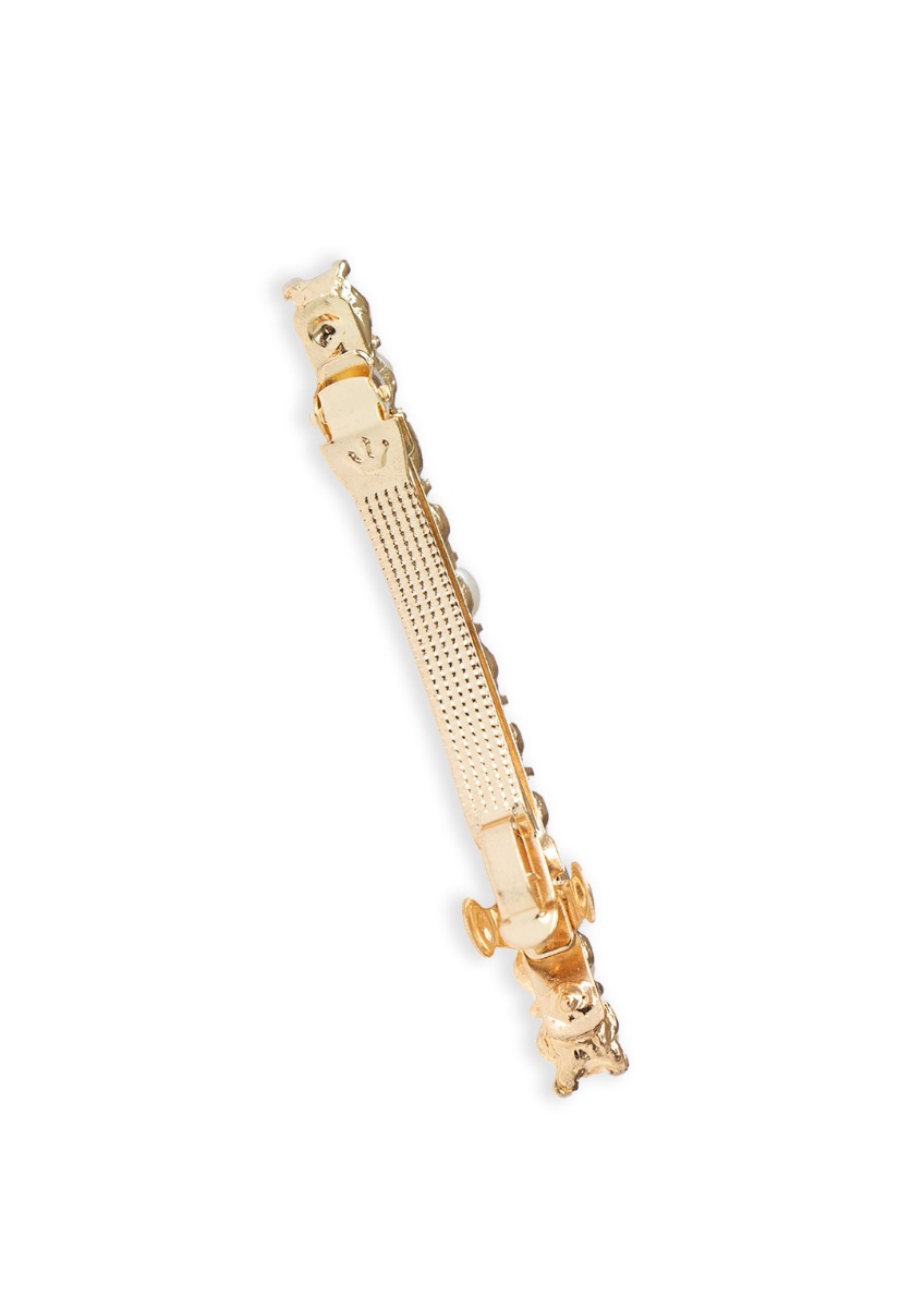 Gold Pearl Line Barrette