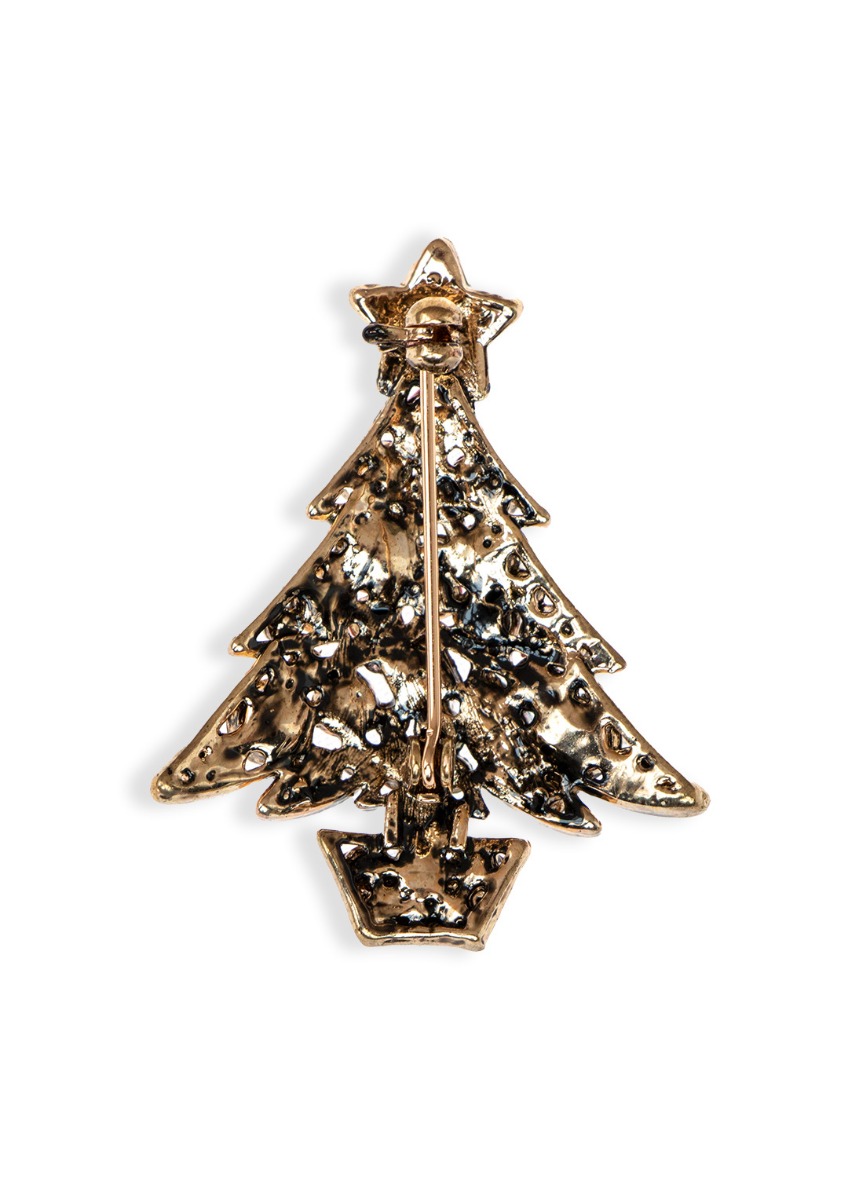 Silver Sparkle Christmas Tree Brooch