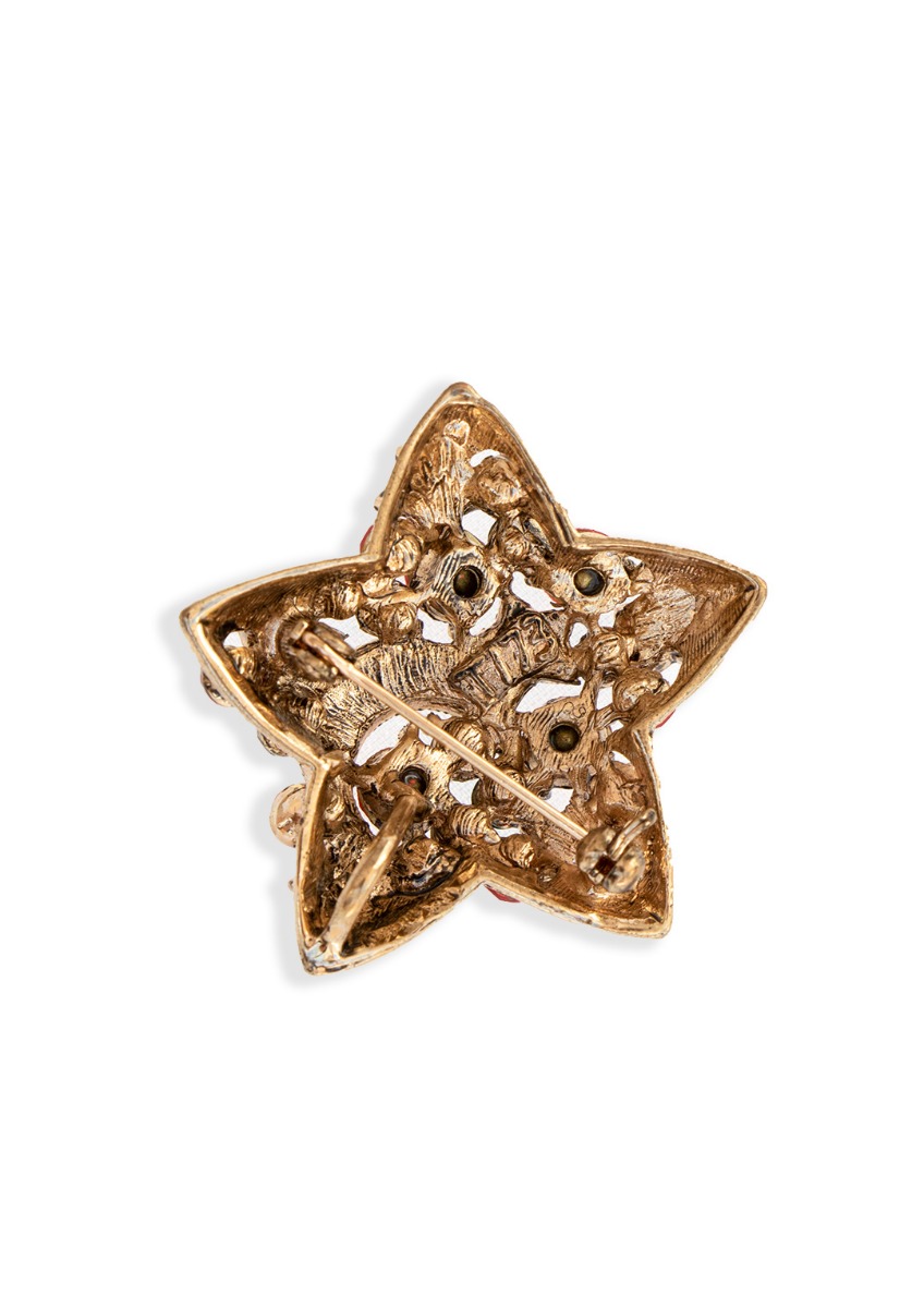 Silver & Ruby Christmas Star Brooch