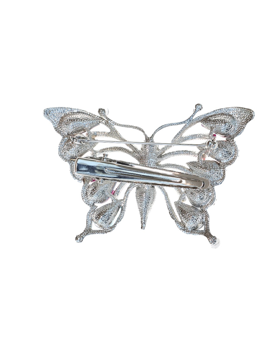 Plum Crystal Butterfly Hairclip & Brooch