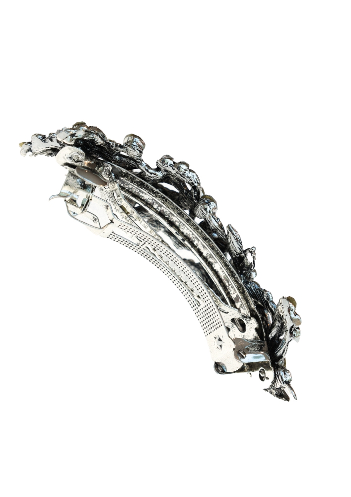 Silver Forget-Me-Not Crystal Barrette