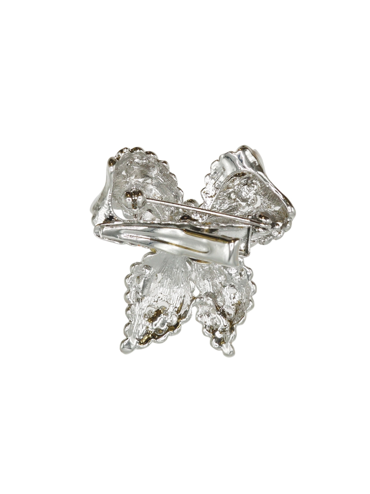 Petite Silver Crystal Bow Hairclip & Brooch