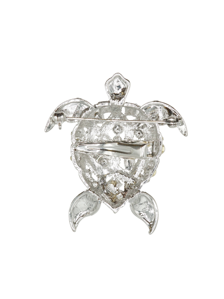  Silver Crystal Turtle Hairclip & Brooch