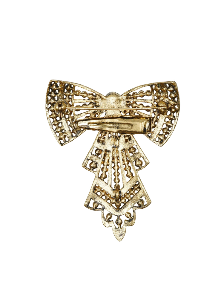 Emerald & Gold Crystal Bow Hairclip & Brooch
