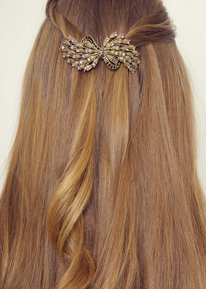 Pewter Bow Barrette Clip