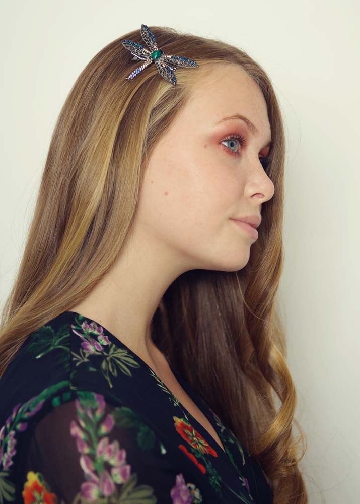 Aqua Dragonfly Hairclip & Brooch