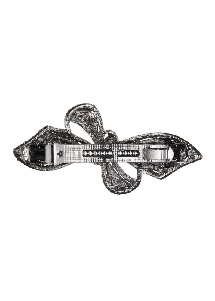 Aqua Blue Crystal Bow Barrette Clip