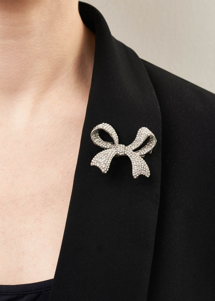 Crystal Bow Brooch