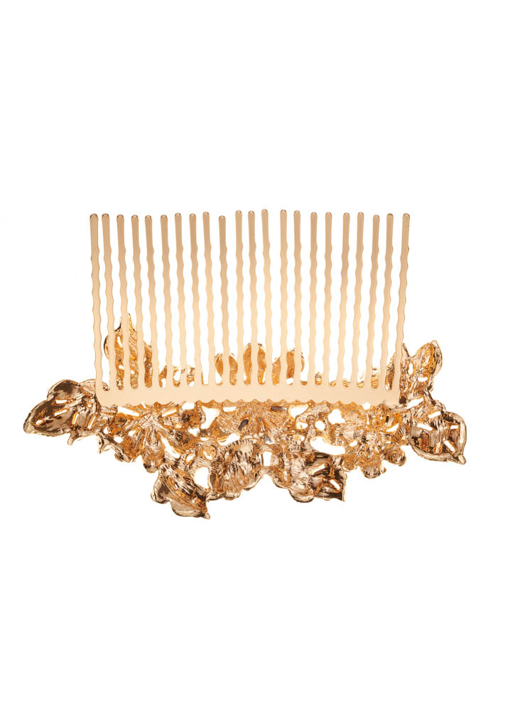 Gold Elegant Crystal Floral Comb