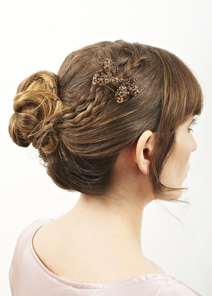 Gold Crystal Bow Brooch & Hairclip