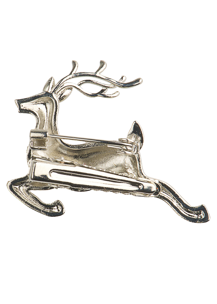 Silver Crystal Stag Brooch & Hairclip