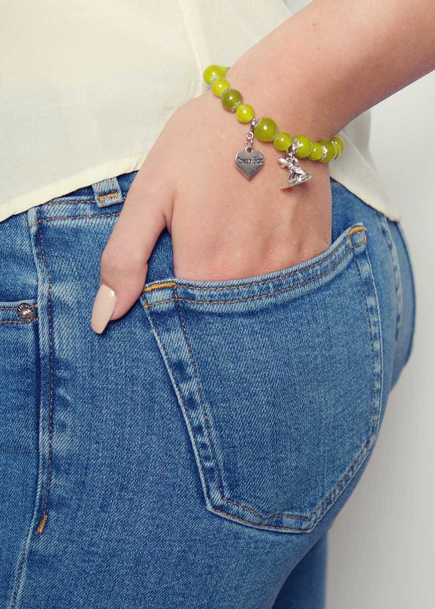 Olive Agate Single Bracelet