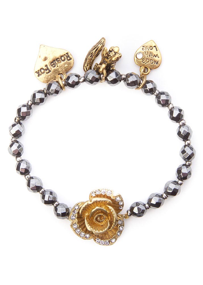 Hematite Rose Bracelet