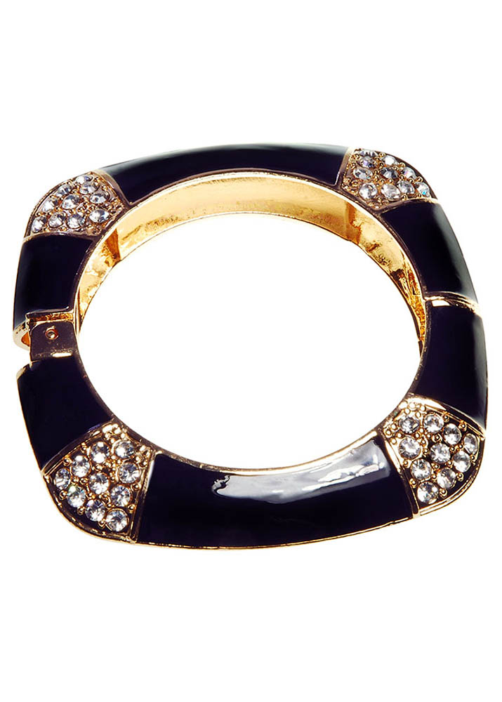 Black & Gold Art Deco Crystal Cuff