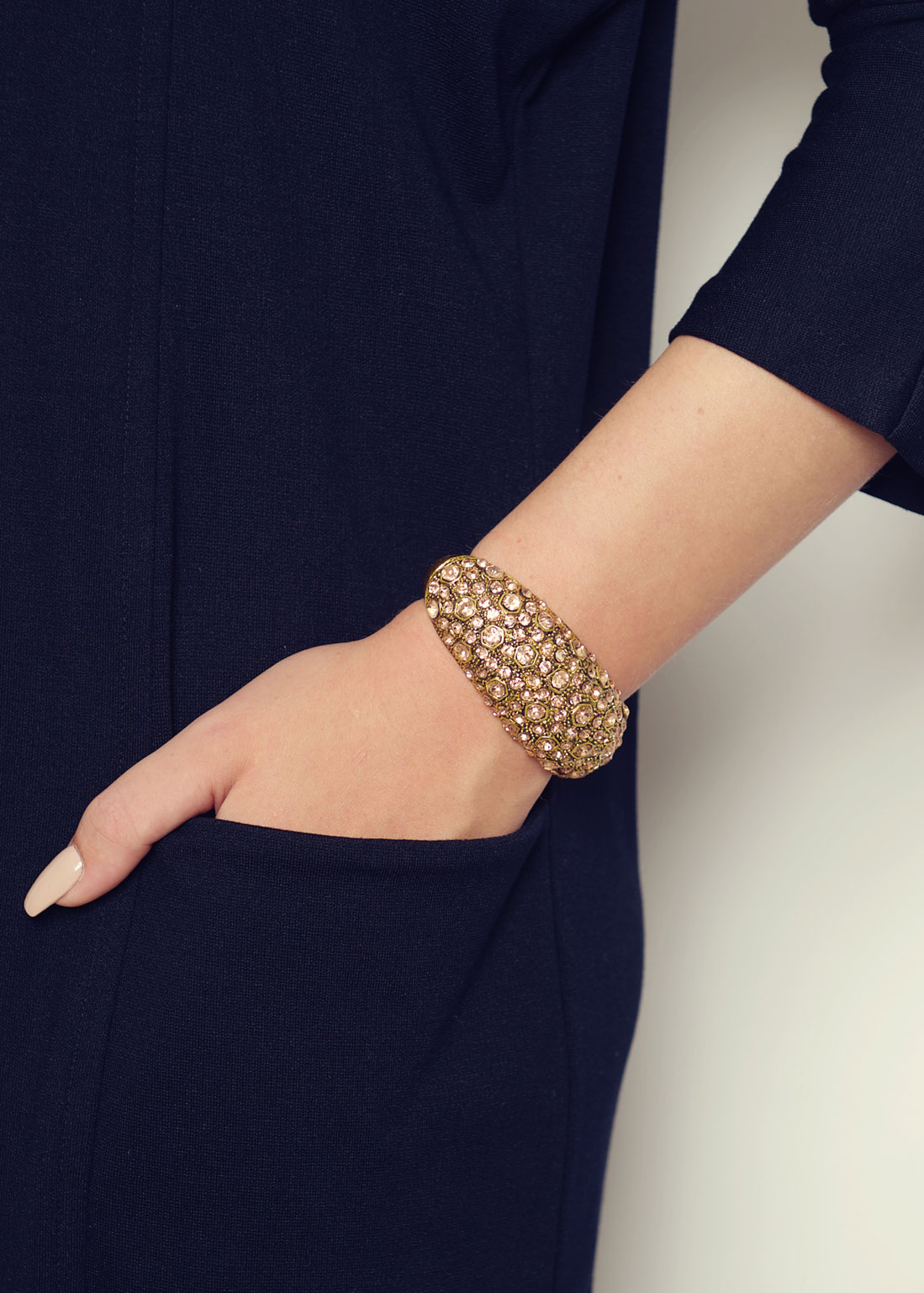 Vintage Icy Peach Crystal Cuff