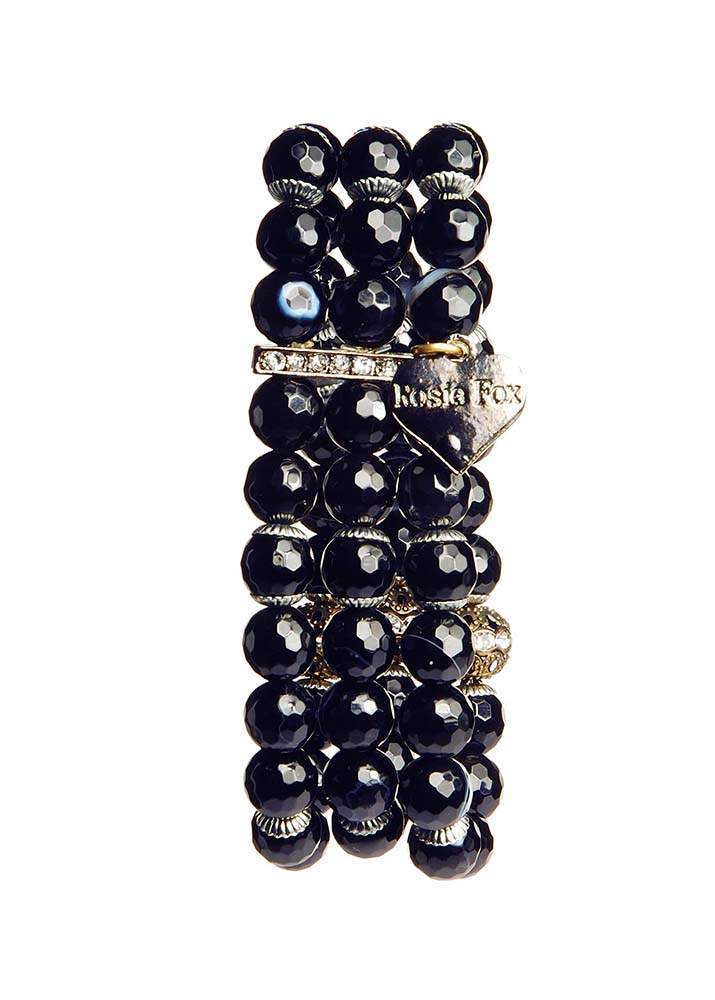 Black Onyx Gemstone Triple Cuff