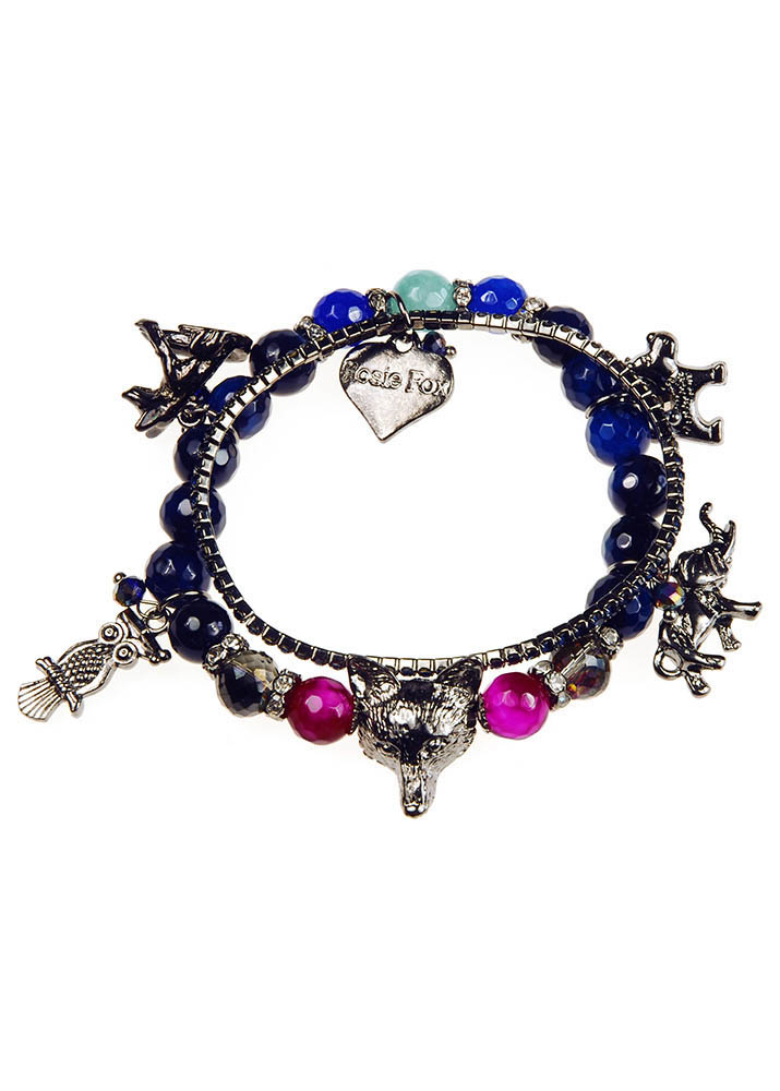 Midnight Agate Charm Gemstone Bracelet