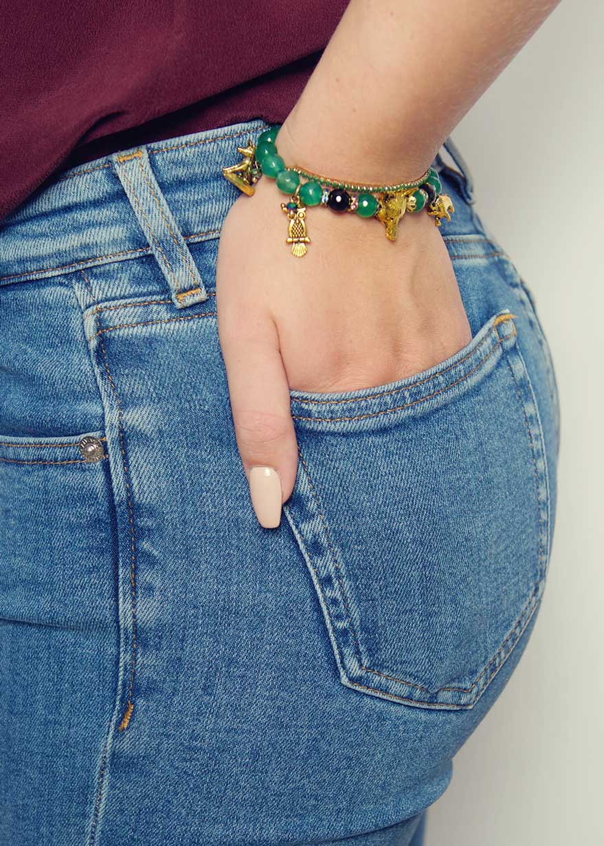 Emerald Agate Charm Gemstone Bracelet