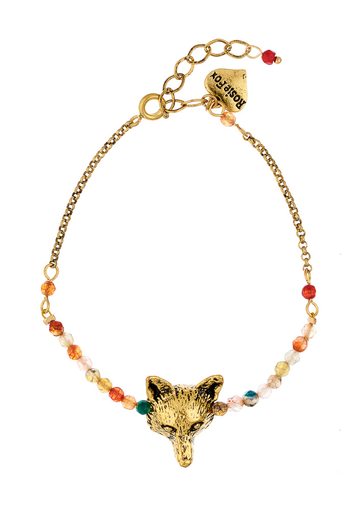 Ruby Rainbow Agate Fox Chain Bracelet