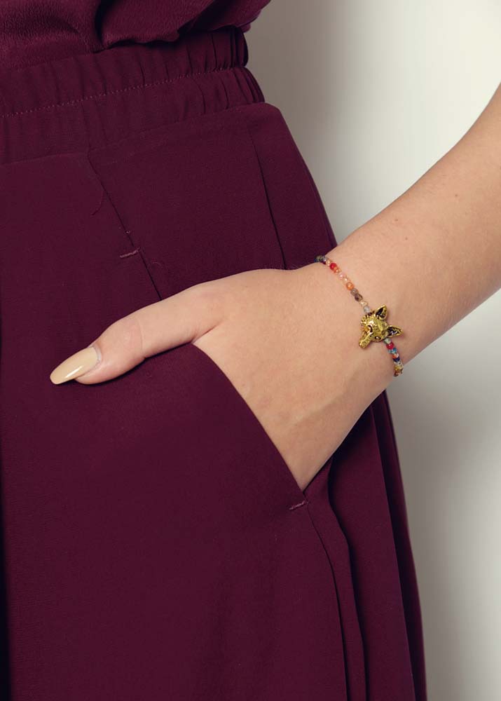 Ruby Rainbow Agate Fox Bracelet