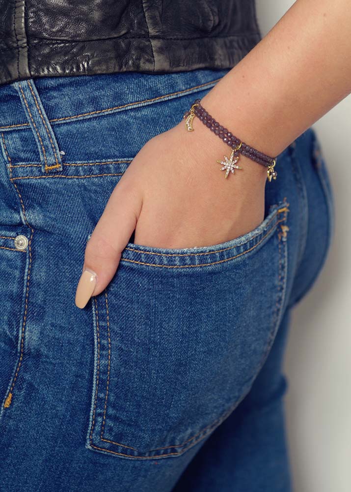 Dove Agate Star Charm Bracelet