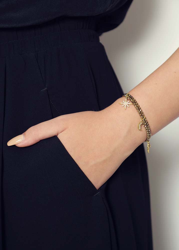 Pyrite Star Charm Bracelet