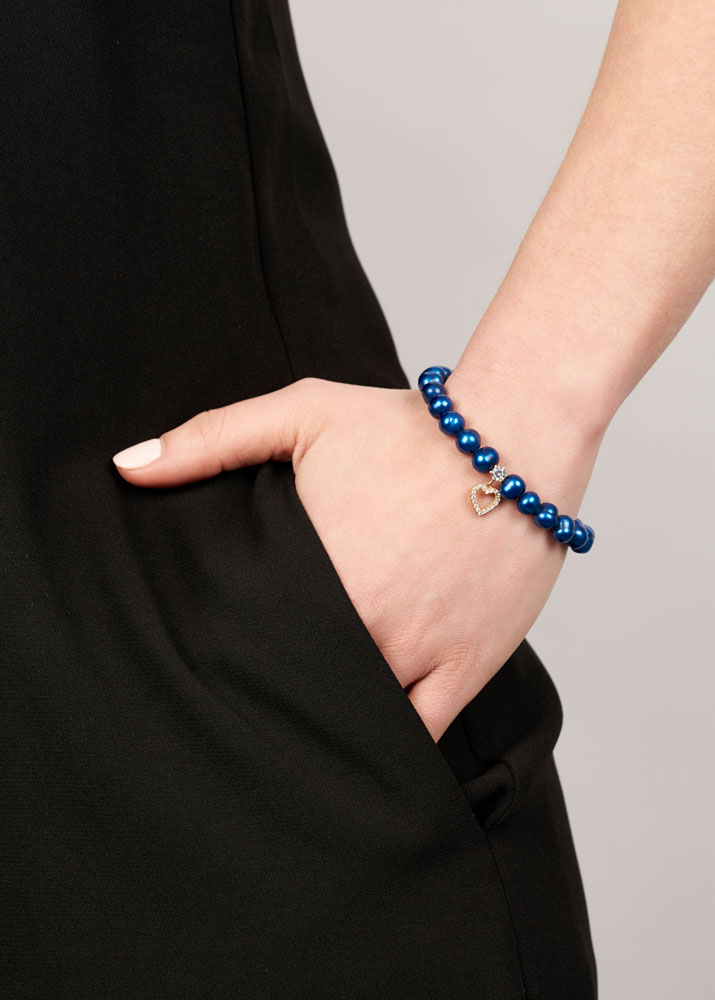 Cobalt Blue Freshwater Pearl & Heart Bracelet