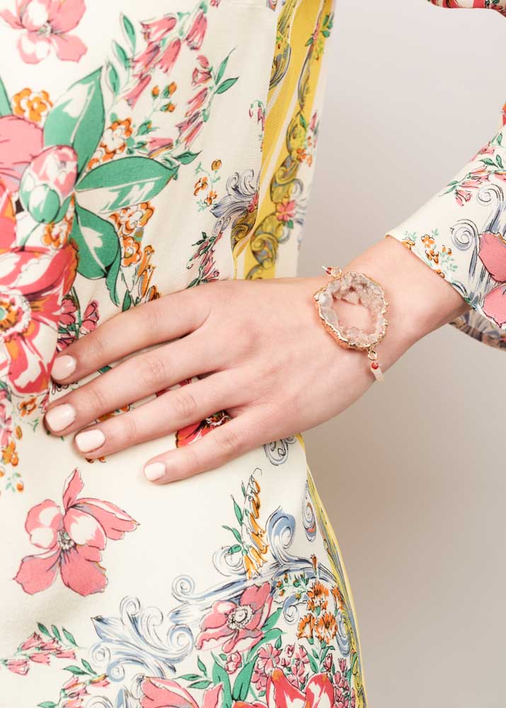 Ruby Rose Agate Crystal Bracelet