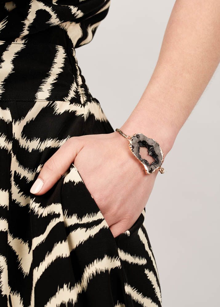 Pyrite & Agate Crystal Bracelet