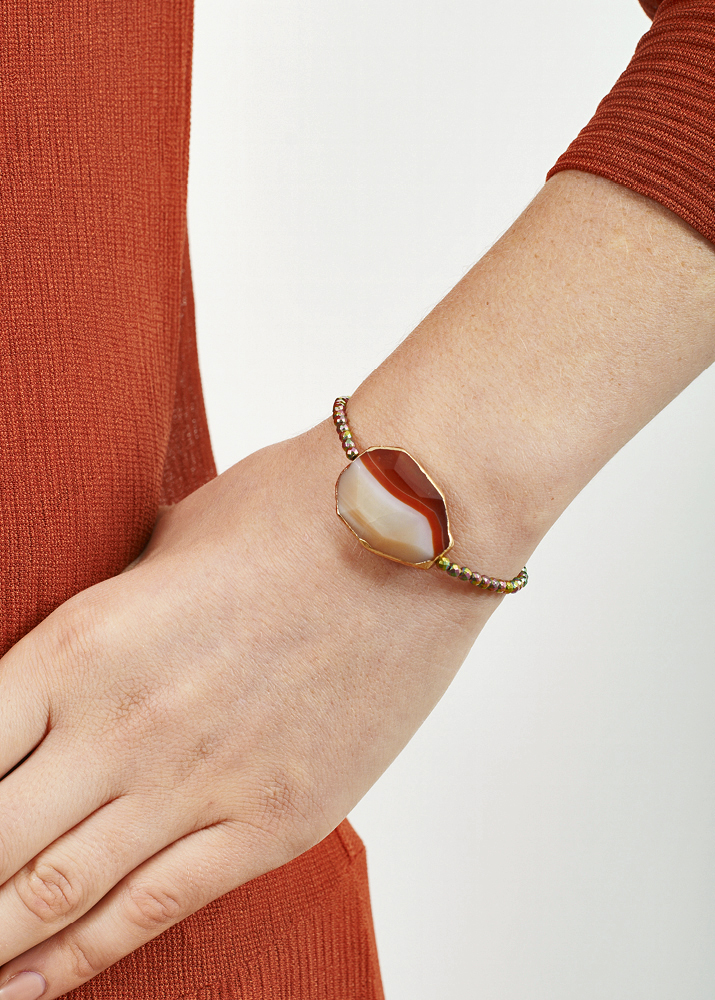 Blush Pyrite & Agate Bracelet				