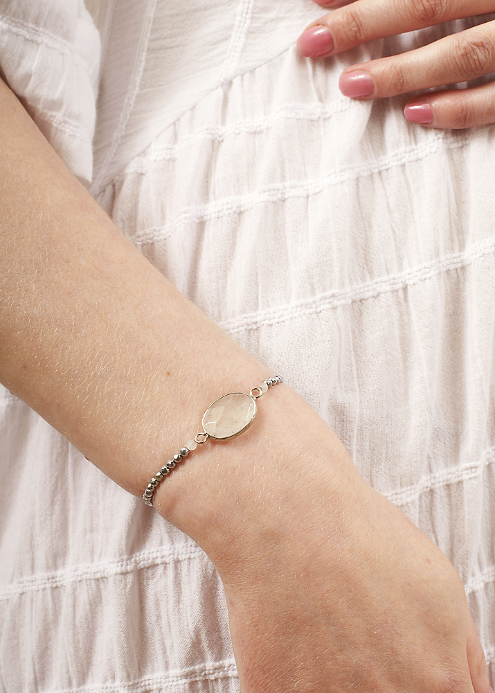 Silver Hematite & Rock Quartz Bracelet