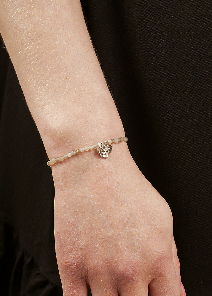 Labradorite Silver Rose Bracelet