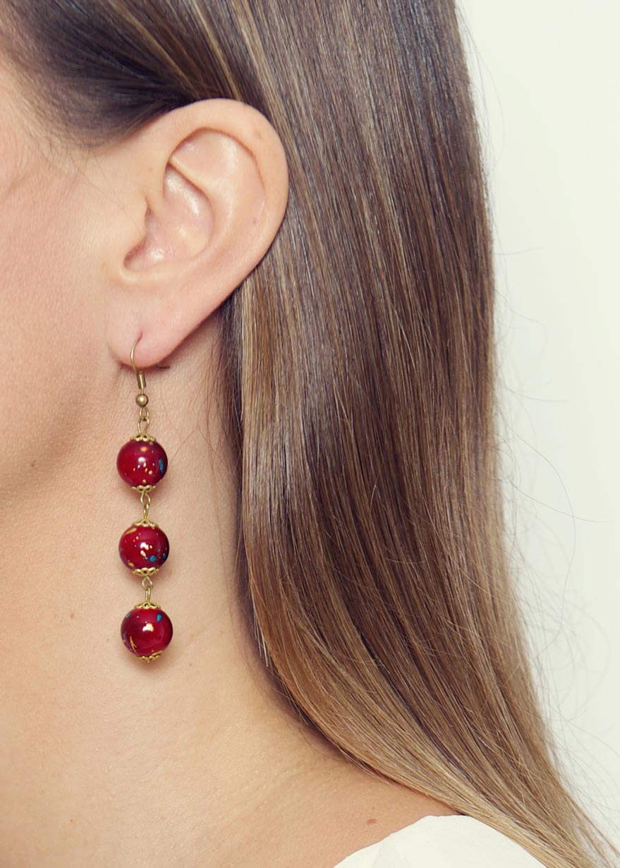 Deep Red & Gold earrings