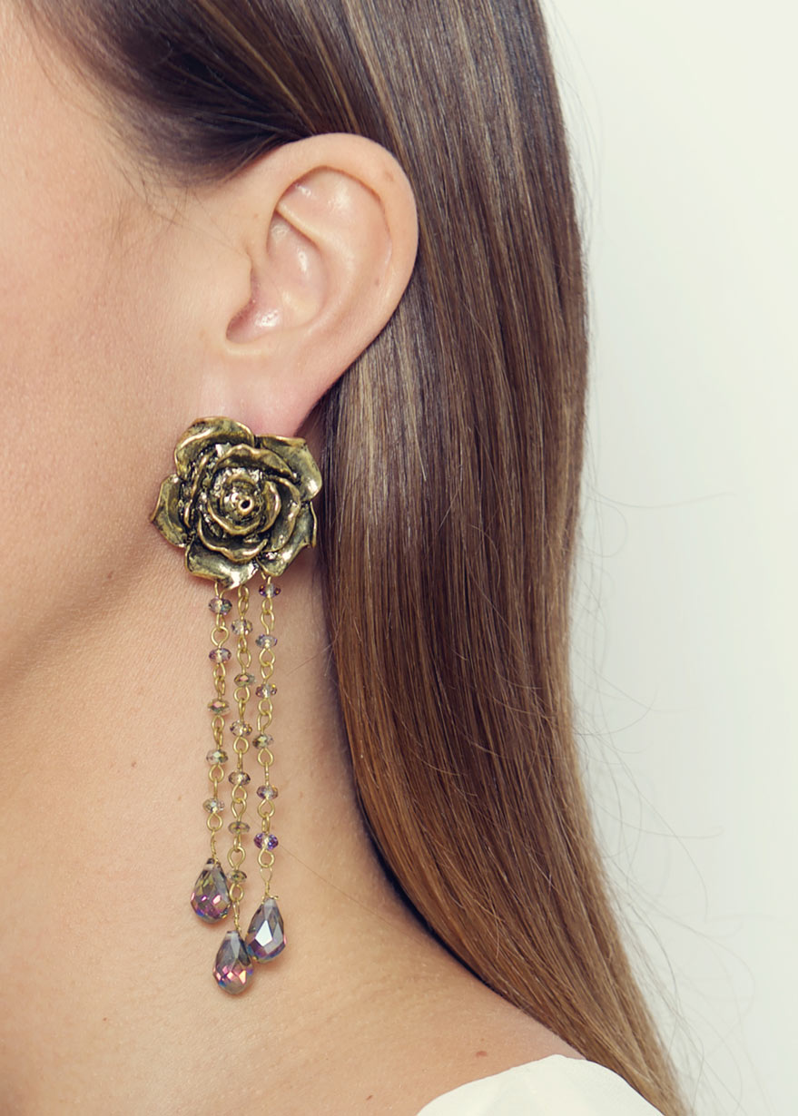 Tourmaline Rose Earrings
