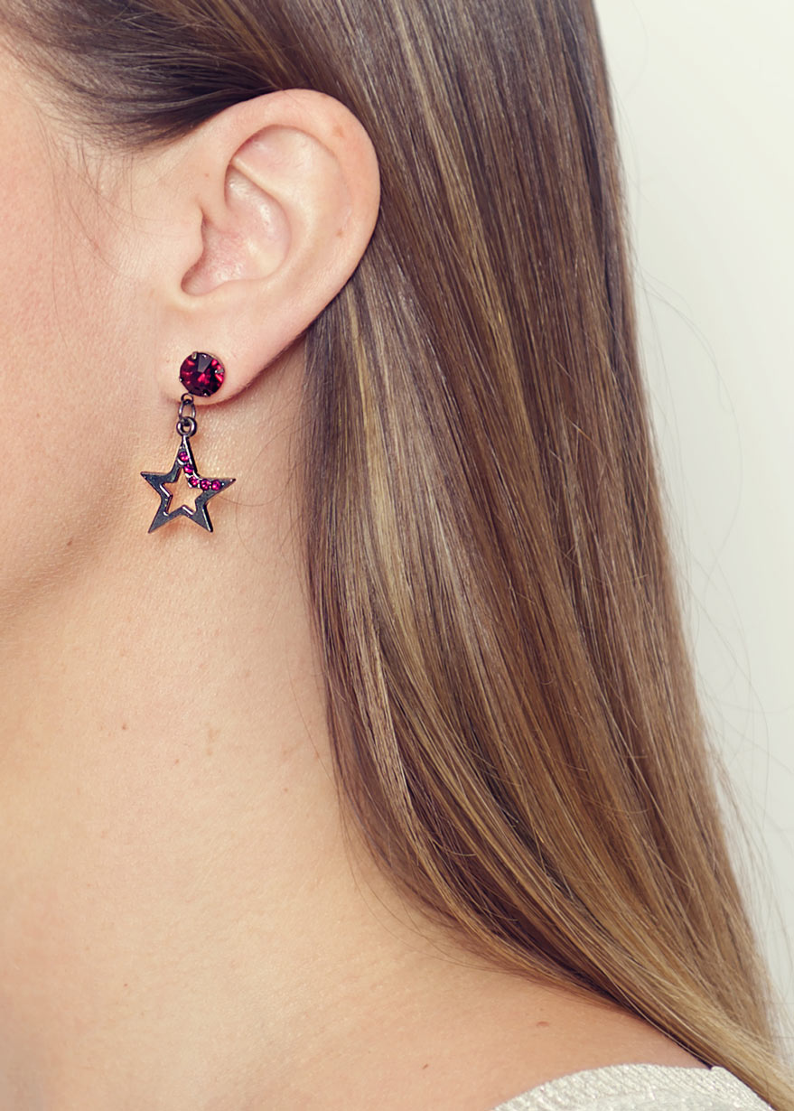 Plum Star Earrings