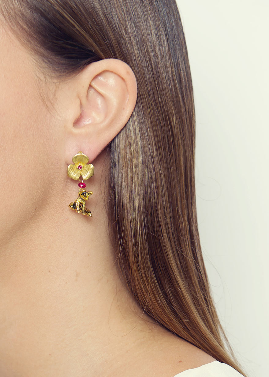 Fuchsia Fox Earrings