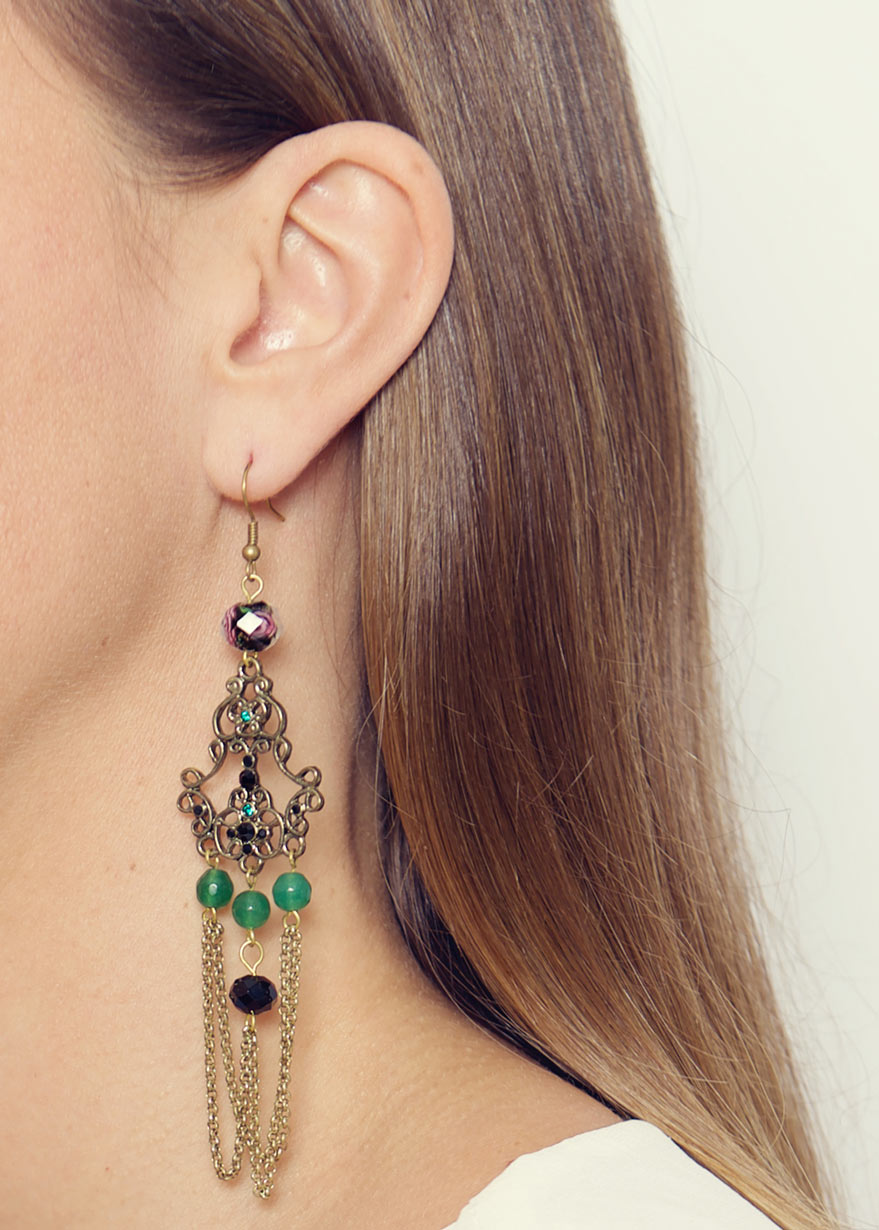 Malachite vintage earrings