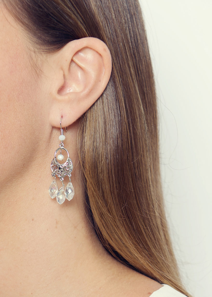 Vintage Silver Crystal Earrings