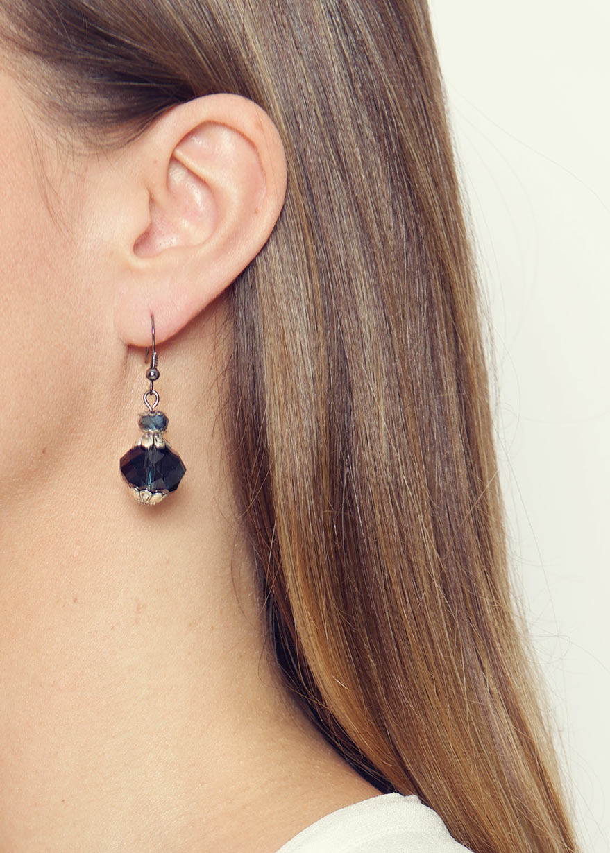 Navy Crystal Earrings