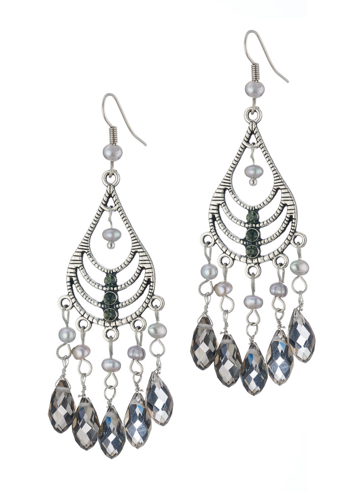 Freshwater Grey Pearl Chandalier Earrings