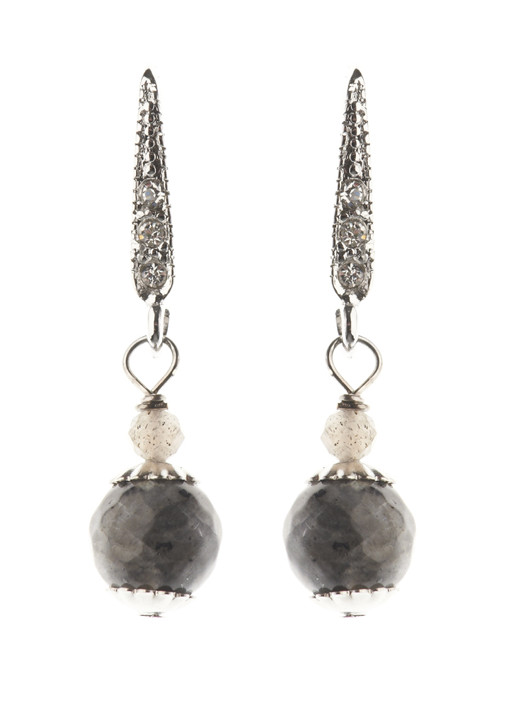 Labradorite Silver Ball Earrings