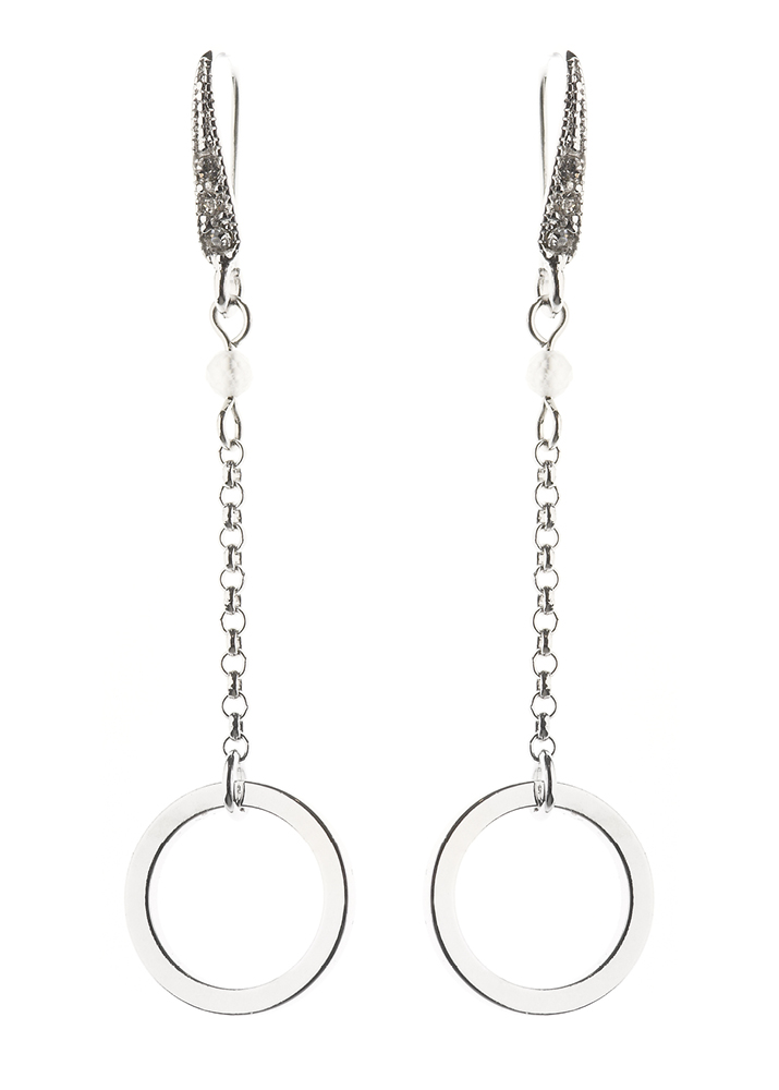 Silver Empowerment Circle Chain Earrings