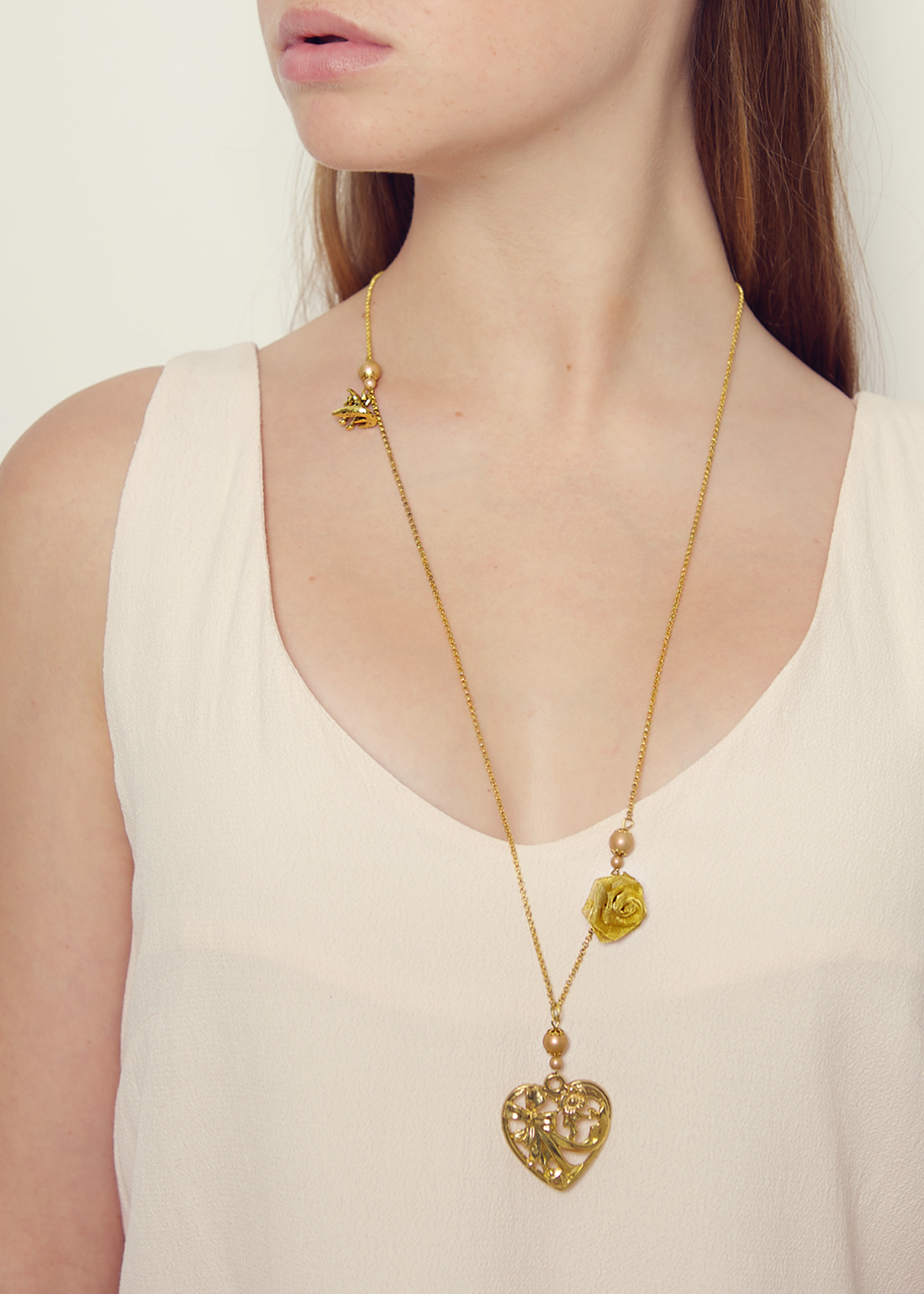 Nude Opal Heart Necklace