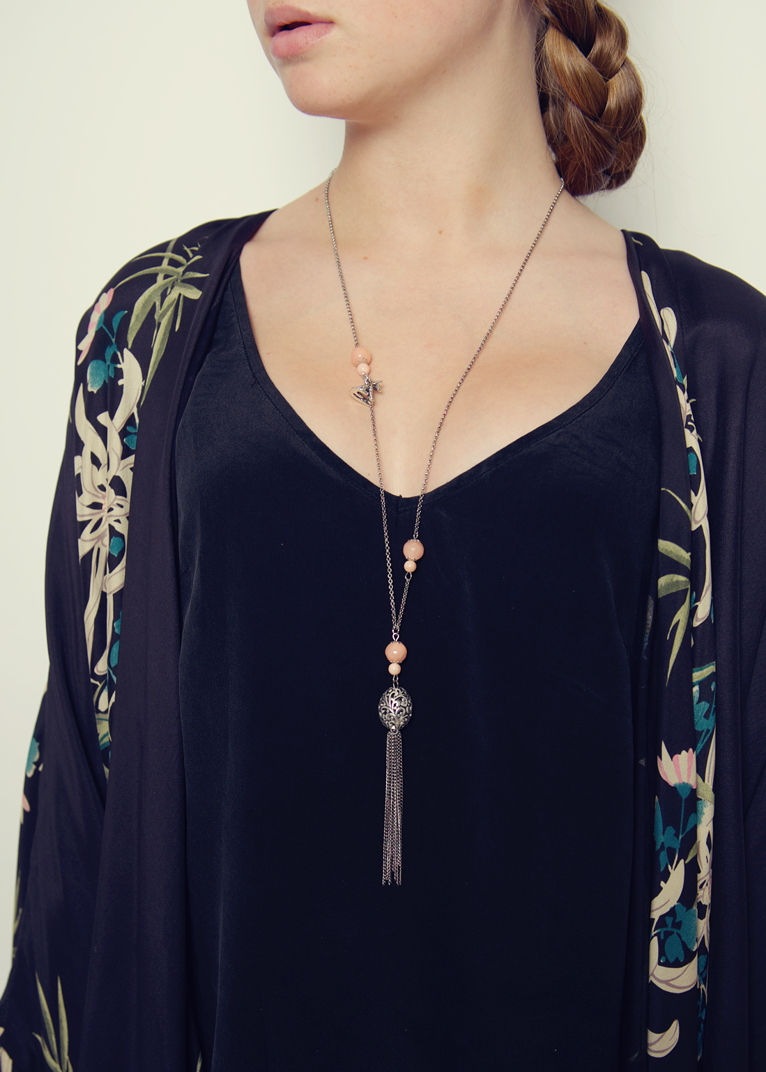 Peach Tassel Necklace