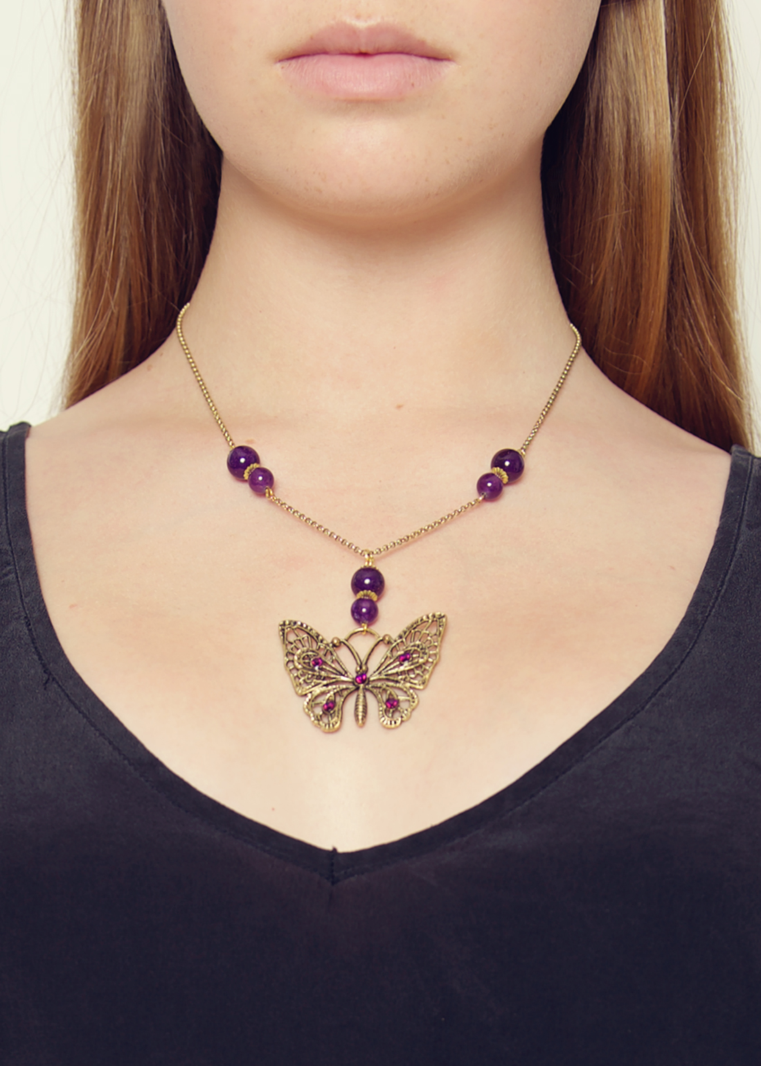Purple Butterfly Necklace