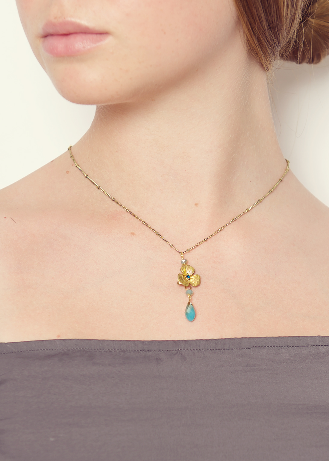 Turquoise Rose Chain Necklace