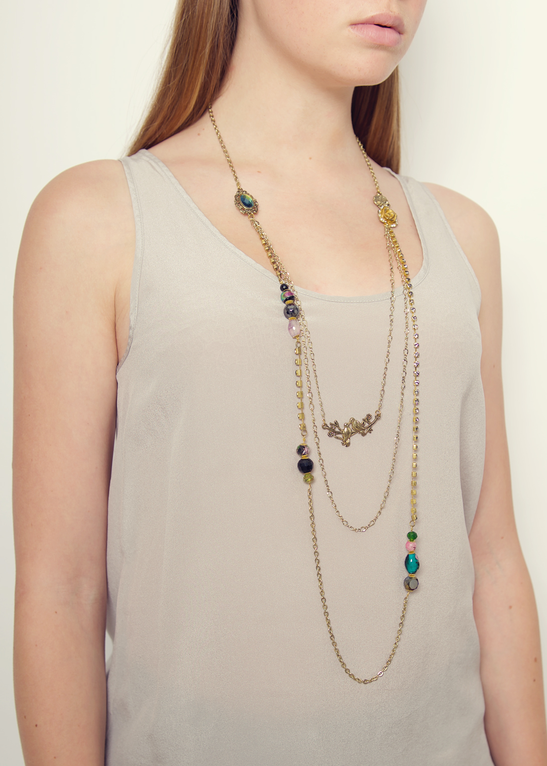 Long rainbow lovebirds necklace