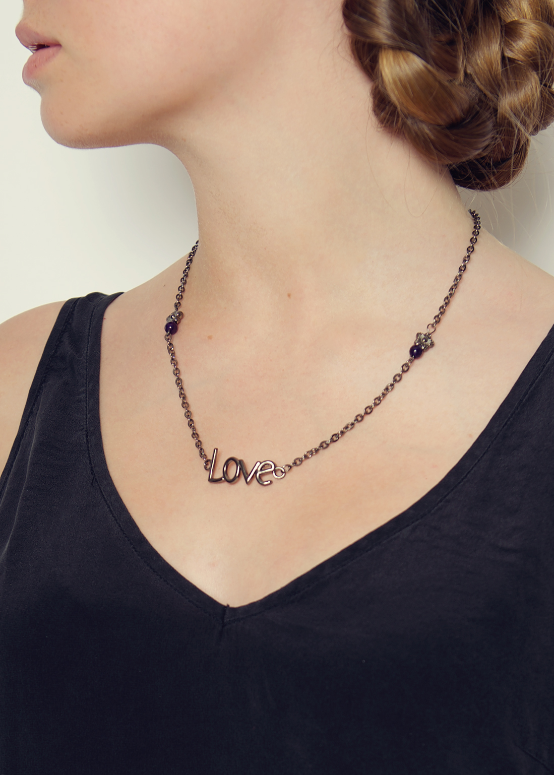 Amethyst love necklace