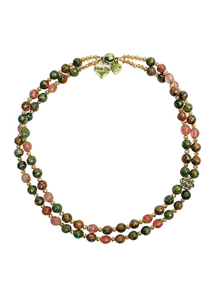 Vintage Unakite Gemstone Necklace