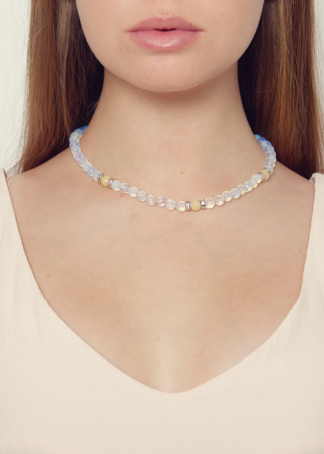 Iridescent Opal & Crystal Necklace
